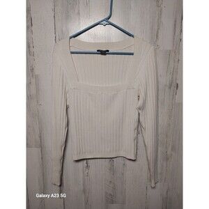 Marciano By Guess Cream Square Neck Ribbed Top Size Medium